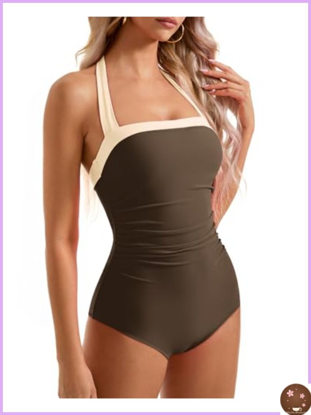 Tummy Control One Piece Swimsuit Halter Retro Bathing Suit